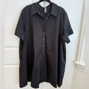 Anthropologie Pollie Short-Sleeve Swing Tunic Mini Dress XL Black